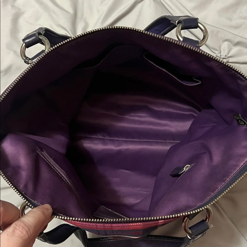 Coach Poppy classic tan and purple tartan large tote (lot of 2, not separating) - Picture 6 of 16